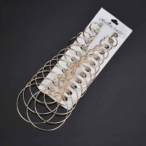 Jewels Galaxy Set of 12 Gold-Plated Circular Hoop Earrings