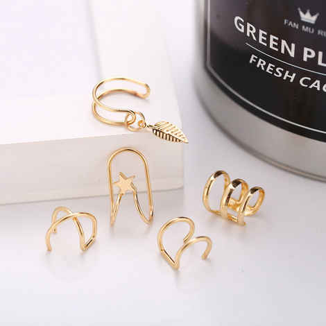 Buy Jewels Galaxy Set of 5 Gold-Plated Ear Cuffs - Purplle