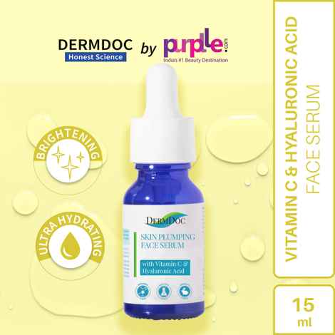 Buy DermDoc by Purplle Skin Plumping Face Serum with Vitamin C & Hyaluronic Acid (15ml) | vitamin c face serum | hyaluronic acid serum | serum for oily skin | skin glow serum - Purplle