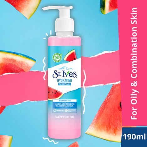 Buy St. Ives Watermelon Hydrating Face Wash Cleanser for Combination Skin Deep Cleansing and Hydration with 100% Natural Extract & Hyaluronic Acid 190g - Purplle