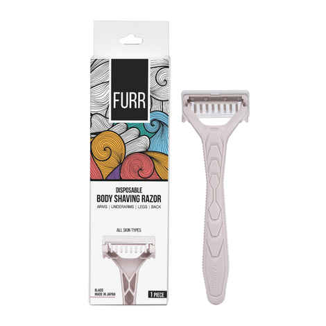 Buy FURR by Pee Safe Disposable Body Hair Removal Shaving Razor | Gentle On Skin | No Cuts & Bumps | Anti-slip Grip | Safety Guard | Painless Body Hair Removal With Aloe Vera and Vitamin E Padding | Pack Of 1 - Purplle