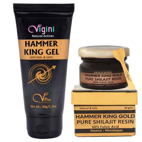 Buy Vigini Pure Premium Best Original Shilajit Gold Resin 60% Fulvic Acid 20g | Hammer King Gel 50g | Long Time Sexual Strength Stamina Energy Power Performance Vitality Testosterone Booster Men - Purplle