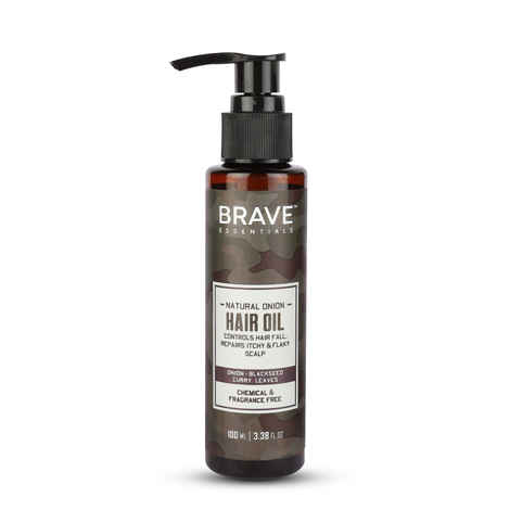 Buy Brave Essentials Natural Onion Hair Oil | 100 ml | Controls Hair Fall; Repairs Itchy & Flaky Scalp - Purplle