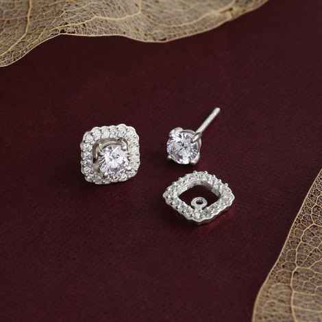 Buy Hiara Jewels Stunning Quad Solitaire Rhodium Studs in 925 Sterling Silver - Purplle