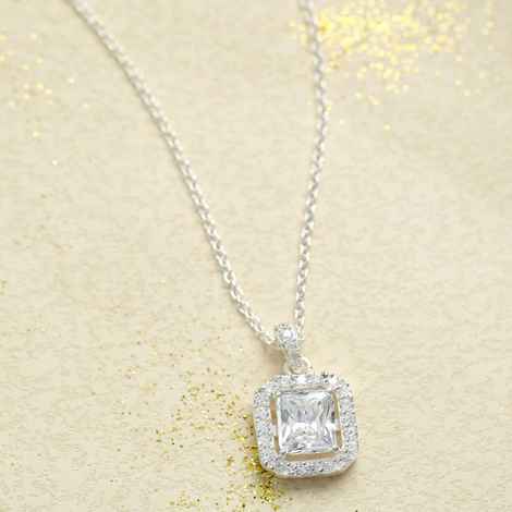 Buy Hiara Jewels Solitaire CZ Studded Rhodium Pendant in 925 Sterling Silver - Purplle