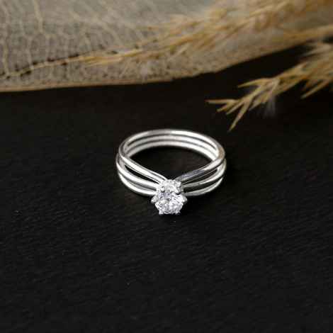 Buy Hiara Jewels White Cubic Zirconia Rhodium Ring in 925 Silver - Purplle