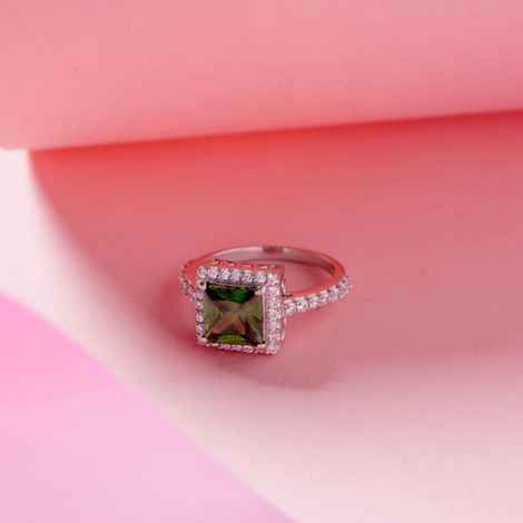 Buy Hiara Jewels Square Green rhodium ring in 925 Silver - Purplle