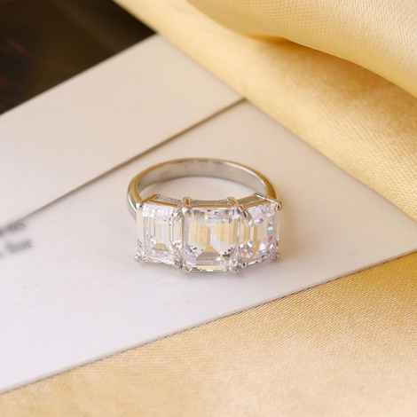 Buy Hiara Jewels Three Solitaire Engagement Rhodium Ring In 925 Sterling Silver - Purplle