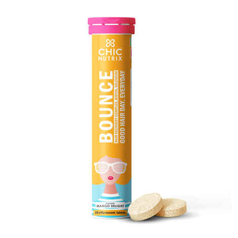 Buy Chicnutrix Bounce - Biotin With Selenium and Amino Acids | For Hair Fall & Hair Growth Management | 20 Effervescent Tablet | Mango Flavour - Purplle
