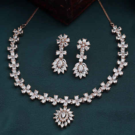 Buy Karatcart Rose Gold Plated AD Necklace Set for Women - Purplle