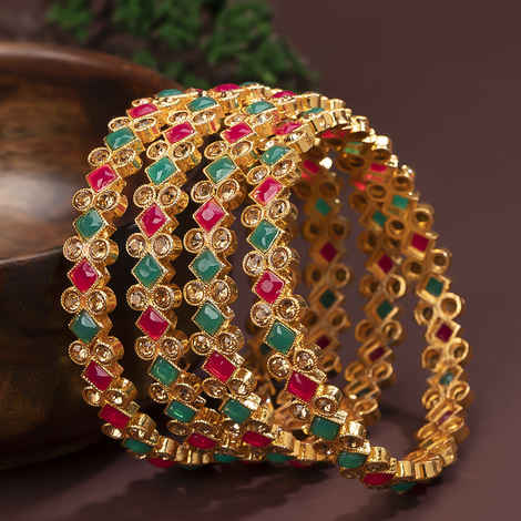 Buy Sukkhi Alluring Gold Plated Bangle For Women (Set of 4) 2.8 - Purplle