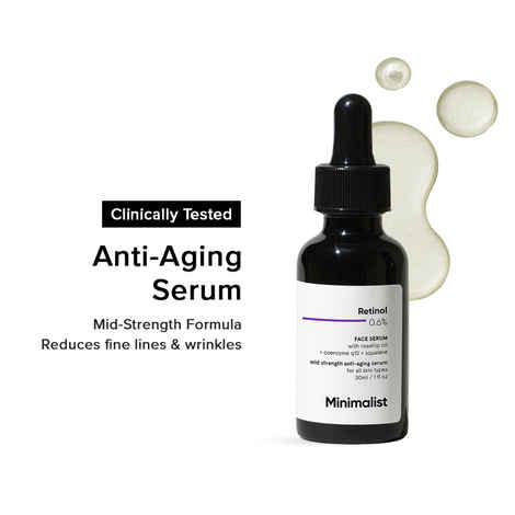 Buy Minimalist Retinol 0.6% Anti Aging Mid-strength Formula For Fine Lines & Wrinkles - 30 ml - Purplle