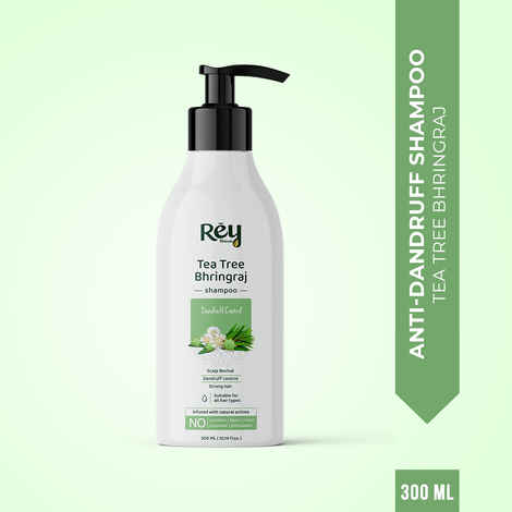 Buy Rey Naturals Tea Tree Bhringraj Anti Dandruff Shampoo | With Natural Actives | Paraben & Sulphate Free | For a Clean & Healthy Scalp | Shampoo for Men and Women | 300 ML - Purplle