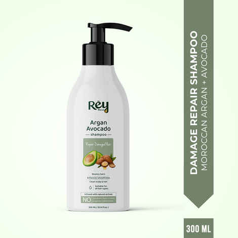 Buy Rey Naturals Avocado Shampoo to Repair Damaged Hair|Natural Actives|Paraben and Sulphate Free | For Smooth Hair | Reduces Frizzy Hair & Dryness | Suitable for Men and Women | 300 ML - Purplle