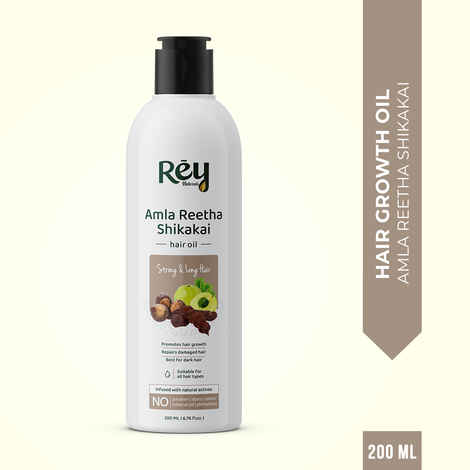 Buy Rey Naturals Amla Reetha Shikakai Hair Oil for Longer & Stronger Hair | With Natural Actives | Paraben and Sulphate Free | For Hair Growth and Dry Hair | Suitable for Men and Women | 200 ML - Purplle