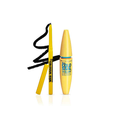 Buy Maybelline New York Volume Express Colossal Mascara, Waterproof, Black, & Maybelline Colossal Kajal - Purplle
