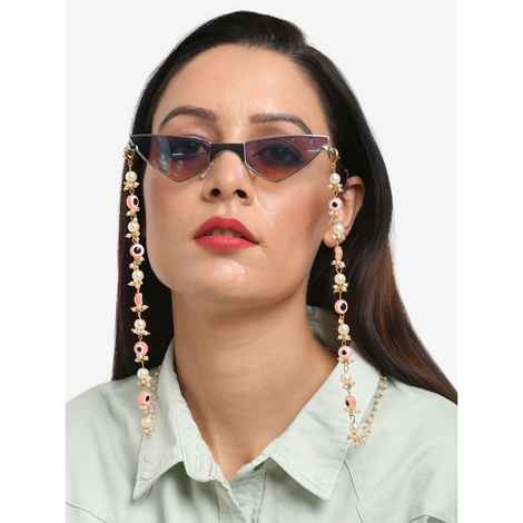 Buy Ruby Raang Pink Evil Eye Beaded Mask Chaain - RUBY M68 - Purplle