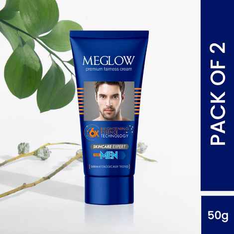 Buy Meglow Premium Fairness Face Cream for Men 50g Pack of 2 - with SPF-15 & Paraben Free Formula | Enriched with Vitamin E & Aloevera Extract - Purplle