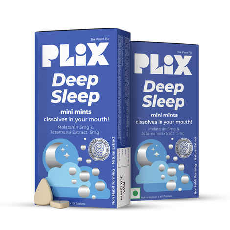 PLIX Deep Sleep 30 Mini Mints with Melatonin, Pack of 2| Mouth Dissolving Effervescent supporting restful sleep