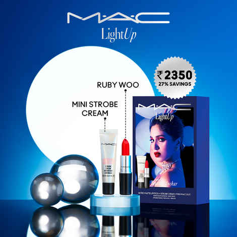 Buy MAC Cosmetics Light Up with Bhumi Pednekar RETRO MATTE LIPSTICK + STROBE CREAM / MINI M.A.C DUO - 3g + 15ml - Purplle