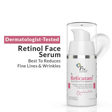 Buy Fixderma .05% Pure Retinol Reticuram Face Serum For Anti Aging, Boost Collagen, Night Face Serum With Retinol & Vitamin C To Reduce Fine Lines & Wrinkles For Unisex - 15 ml - Purplle