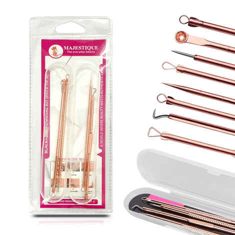 Buy Majestique Blackhead Remover Kit, Stainless Steel Proper Pimple Remover Tool for Nose Face and White Head Remover - 4 Pcs/1 Box - Purplle