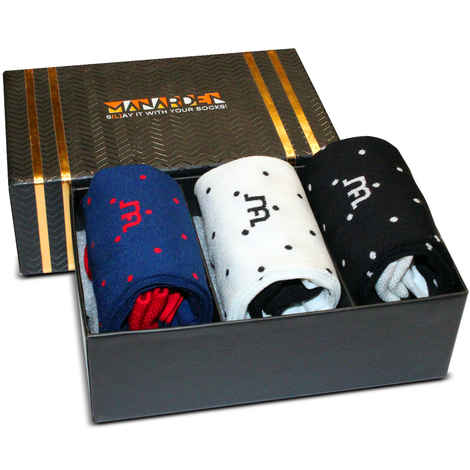 Buy Man Arden Pretty Polka Socks Designer Edition Box, World's Finest Cotton (Combo of 3 | Size: Free Size | Color: Multicolor | Length: Regular) - Purplle