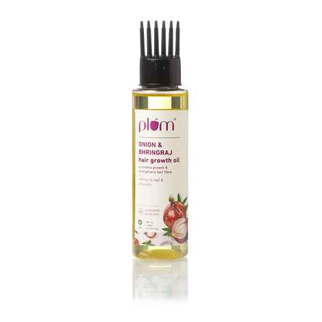 Buy Plum Onion and Bhringraj Hair Growth Oil with Curry Leaf and Amla Oils | For All Hair Types| Sulphate-Free | Paraben-Free | 100% Vegan | Promotes Growth, Strengthens Hair Fibre 100 ml - Purplle