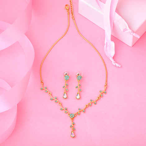 Buy Estele Gold Plated Floret Designer Necklace Set with Crystals for Women - Purplle