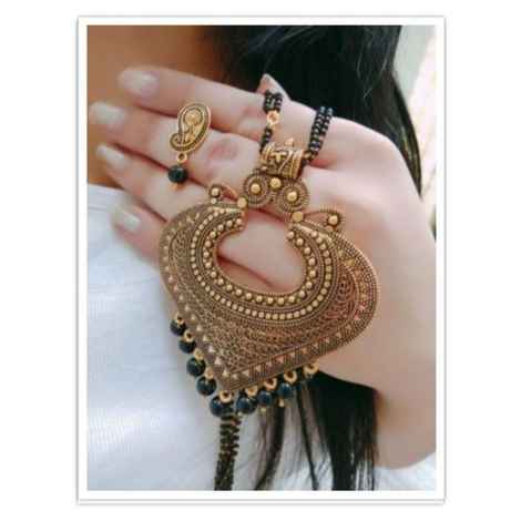 Buy Pujvi fashions gold oxidised mangalsutra set for womens - Purplle