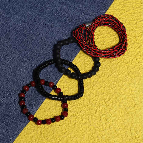 Buy Blueberry Blueberry Men Set of 4 Handcrafted Bracelets - Purplle
