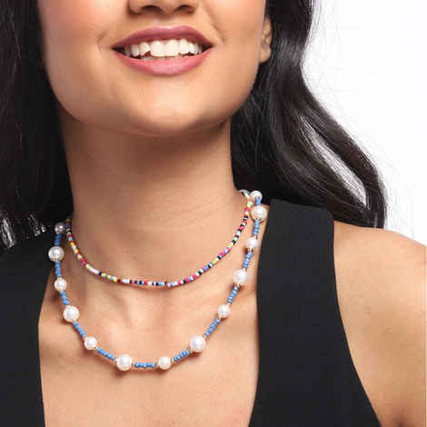 Buy Blueberry Blueberry Set of 2 Gold-Plated Handcrafted Beaded Necklaces - Purplle