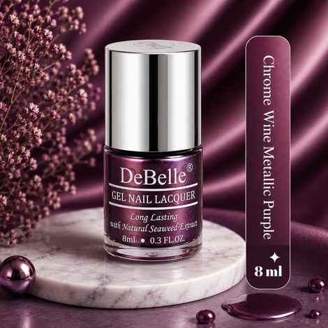 Buy DeBelle Gel Nail Lacquer Chrome Wine Metallic Purple Nail Polish - 8 ml - Purplle