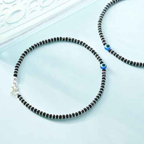 Buy Zavya 925 Sterling Silver Anklets Black Charm Silver Chained - Pair| With Certificate of Authenticity and 925 Hallmark - Purplle