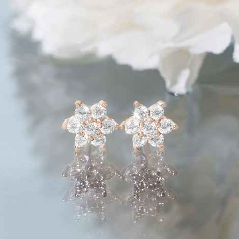 Buy Zavya 925 Sterling Silver Earrings Rose Gold-Plated Off White Floral Studs | With Certificate of Authenticity and 925 Hallmark - Purplle