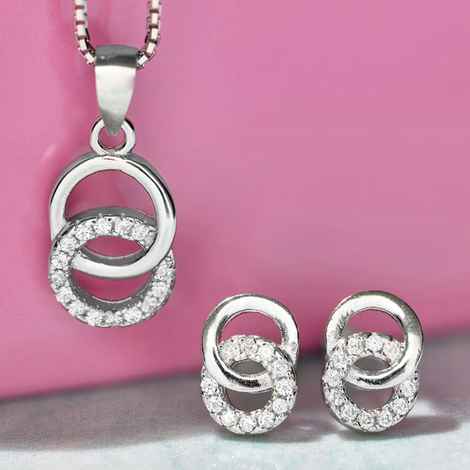 Buy Zavya 925 Sterling Silver Jewellery Set Silver Cubic Zicronia | With Certificate of Authenticity and 925 Hallmark - Purplle