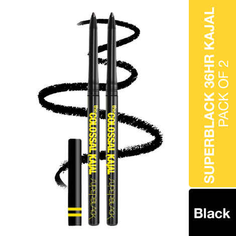 Buy Maybelline New York Super Black Kajal Pack of 2 0.35g + 0.35g - Purplle