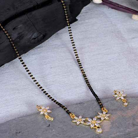 Buy Crunchy Fashion Gold-Plated Premium American Diamond/AD Mangalsutra Set - Purplle