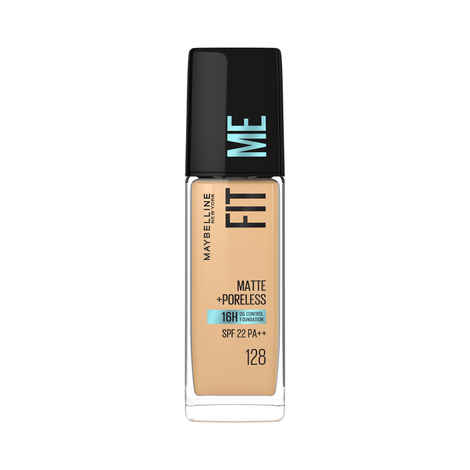 Buy Maybelline New York Fit Me Matte+Poreless Liquid Foundation (With Pump & SPF 22), 128 Warm Nude (30 ml) - Purplle