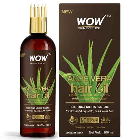 Buy WOW Skin science Aloe Vera Hair Oil for Scalp Soothing and Nourishment of Dry Scalp and Weak, Dull Hair - With Comb Applicator - 100ml - Purplle