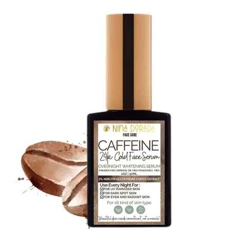 Buy Nina Dorada Caffeine 24k Gold Face Serum with 2% Arbutin & Glutathione | For Dark Spots and Pigmentations | Paraben and Sulphate Free | 30ml - Purplle