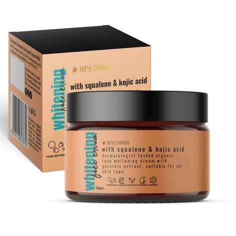Nina Dorada® Organic Whitening Face Cream with Squalene and Kojic Acid | Dermatologist Tested and FDA Approved | Hyper Pigmented Skin and Dark Spots | Day and Night Cream | 50gms