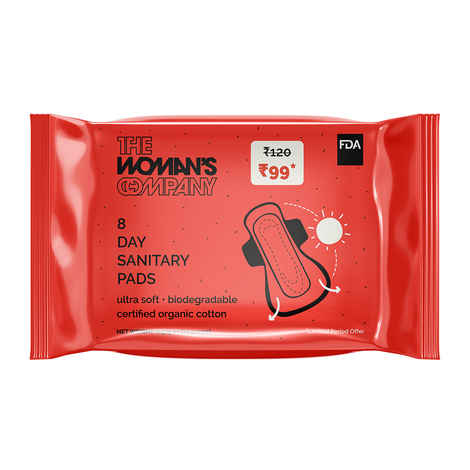 Buy The Woman's Company Sanitary Pads for Women Day Value Pack of 16 | Organic Cotton Napkins Antibacterial, Biodegradable & Rash-Proof Pad for Regular Flow - Purplle