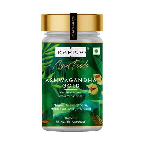 Kapiva Ashwagandha Gold Capsules (60 N Caps) 100% Ayurvedic | With Gold, Shilajit | Helps in Stress Management | For Men & Women