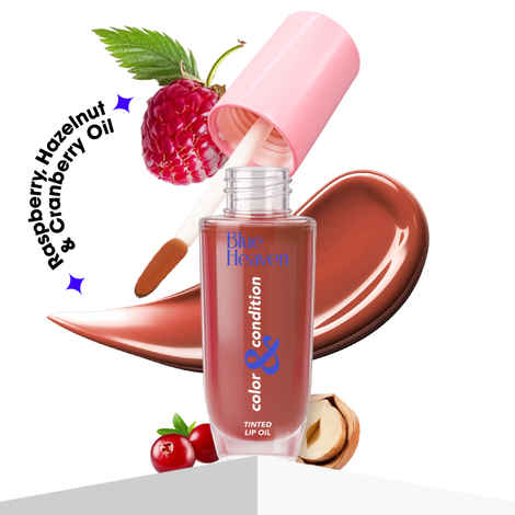 Buy Blue Heaven Color & Condition tinted lip oil for women, lip gloss infused with Cranberry, Raspberry & Hazelnut oil, Hydrating & Softening - Glazed Brown, 4.2 ml - Purplle