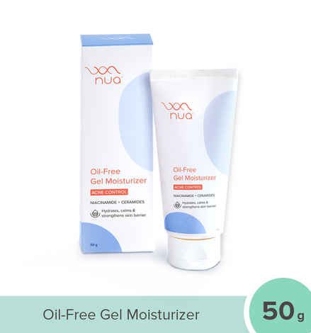 Buy Nua Oil-Free Gel Moisturizer | Moisturizer for Oily Skin with 5% Niacinamide, Ceramides, Vitamin B5 and Vitamin E, 50 gm - Purplle