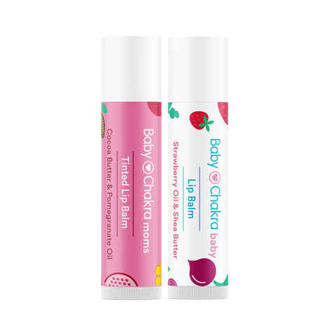 BabyChakra Nourishing Lip Balm Duo Pack for Women's & Babies/Kids, 100% Natural Ingredients Dermatologically Tested, Long Lasting Non Greasy 12 Hours Moisturising, Certified Cruelty Free (4.5 gm x2)