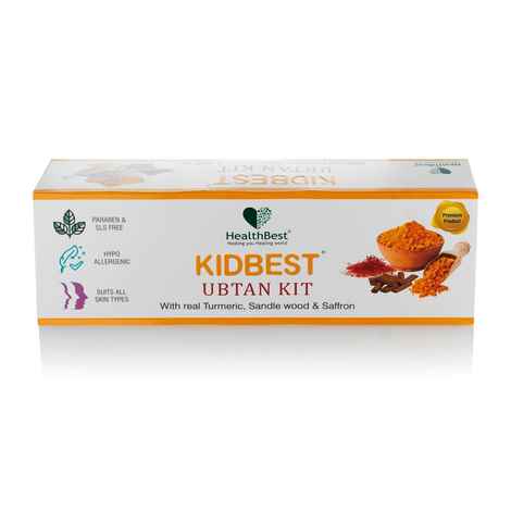 Buy HealthBest Kidbest Ubtan Kit (Cleansing Yogurt 50 gm, Scrub 50 gm & Cream 50 gm) | With Real Turmeric, Sandal wood & Saffron - Purplle
