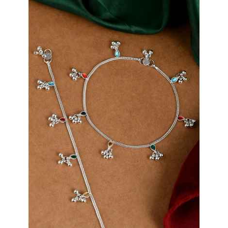 Buy Silvermerc Designs Silver Anklets Traditional Kolusu Payal for Women - Purplle