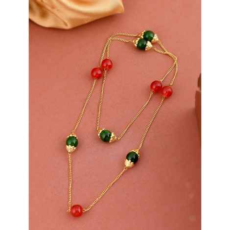 Buy Silvermerc Designs Unisex Multi & Gold Plated Beaded Layered Necklace - Purplle